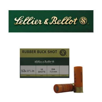 Cheap 12 ga Ammo For Sale - 2-5/8" #1 Buck Rubber Shot Ammunition by Sellier & Bellot - 25 rounds