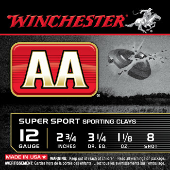 Bulk 12 Gauge Ammo For Sale - 2-3/4" #8 Shot Ammunition in Stock by Winchester AA Sporting Clays - 25 Rounds