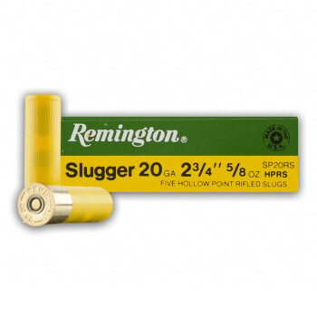 Cheap 20 ga Ammo For Sale - 2-3/4" 5/8 oz. Rifled Slug Ammunition by Remington - 5 Rounds