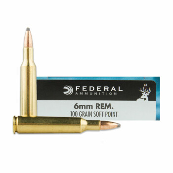 Cheap 6mm Remington Ammo For Sale - 100 gr SP Ammunition In Stock by Federal Power-Shok - 20 Rounds