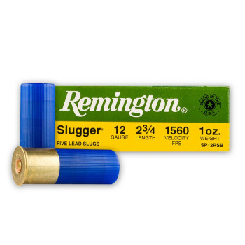 Cheap 12 Gauge Ammo For Sale – 2-3/4” 1 oz. Rifled Slug Ammunition in Stock by Remington Slugger- 5 Rounds 