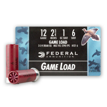 Cheap 12 Gauge Ammo - 2-3/4" Lead Shot Game shells - 1 oz - #6 - Federal Game-Shok - 25 Rounds