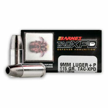 Premium 9mm +P Ammo - Barnes TAC-XPD 115 Grain SCHP - 20 Rounds