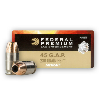 Premium 45 GAP JHP HST Ammo For Sale - 230 Grain HST JHP - Federal Premium Law Enforcement Ammo Online - 50 Rounds