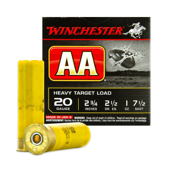 20 Gauge Ammo - Winchester AA Heavy Target 2-3/4" #7.5 Shot - 250 Rounds