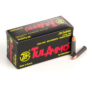30 Carbine Ammo In Stock - 110 gr FMJ - Tula Ammunition For Sale - 50 Rounds