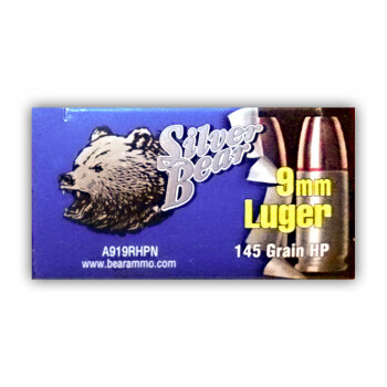 Cheap 9mm Ammo For Sale - 145 gr HP -  Silver Bear Ammunition Online - 50 Rounds