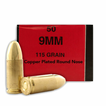Cheap 9mm Once-Fired Ammo In Stock - 115 gr CPRN - 9 mm Luger Ammunition by BVAC For Sale - 50 Rounds
