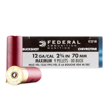 Cheap 12 Gauge Ammo For Sale - 2-3/4" 00 Buck 9 Pellet Ammunition in Stock by Federal (Canada) - 5 Rounds