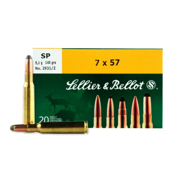 7x57mm Mauser Ammo For Sale - 140 gr SP Ammunition In Stock by Sellier & Bellot - 20 Rounds
