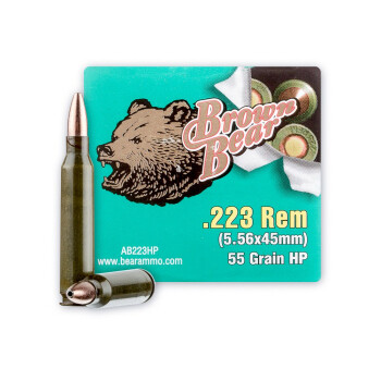 Cheap Brown Bear 223 Rem Ammo For Sale - 55 grain HP Ammunition In Stock - 20 Rounds