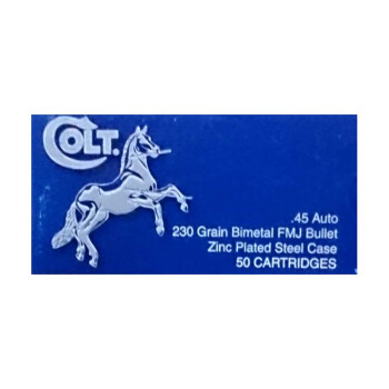 Cheap 45 ACP Ammo For Sale - 230 Grain FMJ Ammunition in Stock by Colt - 50 Rounds