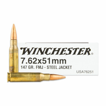 Cheap 7.62 NATO Ammo - Winchester 147 Grain FMJ - 20 Rounds