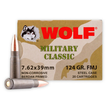 Wolf WPA Military Classic Ammo - 7.62x39 124 grain FMJ Ammo