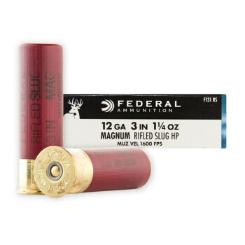 Cheap 12 ga Ammo For Sale - 3" 1-1/4 oz HP Rifled Slug Ammunition by Federal Power Shok - 5 Rounds