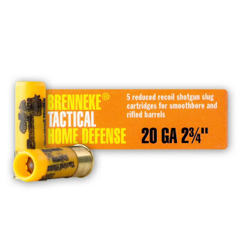 Premium 20  Gauge Ammo For Sale - 2-3/4" 3/4 oz. Slug Ammunition in Stock by Brenneke tactical Home Defense - 5 Rounds