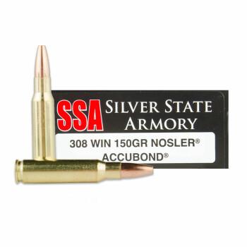 .308 Winchester Ammo - Silver State Armory Nosler AccuBond 150gr JHP - 20 Rounds