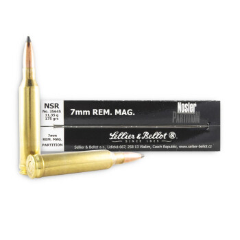 Premium 7mm Rem Mag Ammo For Sale - 175 gr Nosler Partition - Sellier & Bellot Ammo Online - 20 Rounds