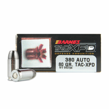 380 Auto Barnes Ammo For Sale - 80 gr TAC-XP Hollow Point Barnes Ammunition In Stock - 20 Rounds