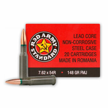 7.62x54R Ammo - Century Red Army Standard 148gr FMJ - 20 Rounds