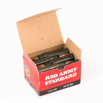 7.62x54R Ammo - Century Red Army Standard 148gr FMJ - 20 Rounds