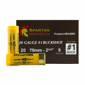 Bulk 20 ga Buckshot Ammo For Sale - 2-3/4" #1 Buck Ammunition by Spartan
