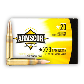 Bulk 223 Rem Ammo For Sale - 62 gr FMJBT Ammunition In Stock by Armscor - 20 Rounds