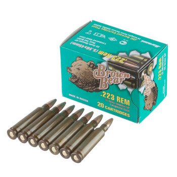 Cheap 223 Rem Ammo For Sale - 55 Grain SP Ammunition in Stock by Brown Bear - 20 Rounds