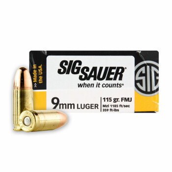 Cheap 9mm Luger - 115gr FMJ - Sig Sauer - 50 Rounds