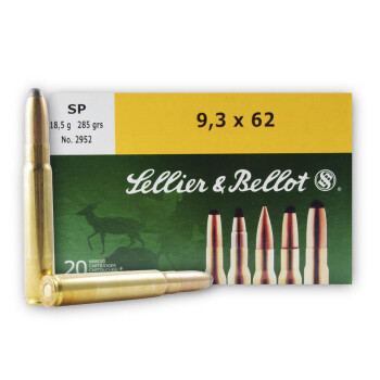 9.3x76mm Mauser Ammo For Sale - 285 gr SP Ammunition In Stock by Sellier & Bellot - 20 Rounds