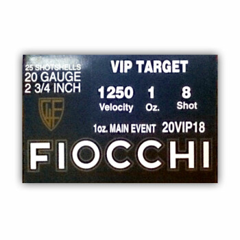 Cheap 20 ga Shot Shells For Sale - 2-3/4" 1 oz  #8 Shot by by Fiocchi - 25 Rounds