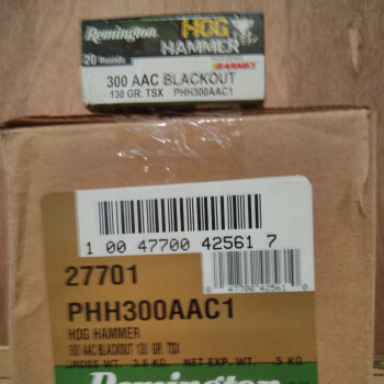 Premium 300 AAC Blackout Ammo For Sale - 130 gr TSX Ammunition In Stock by Remington Hog Hammer - 20 Rounds
