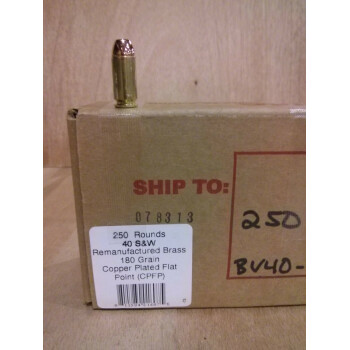 Bulk 40 S&W Ammo For Sale - 180 gr CPFP 40 cal Remanufactured Ammunition In Stock by BVAC - 250 Rounds