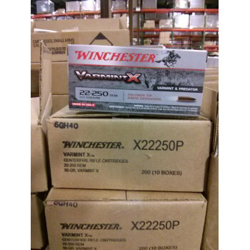 Cheap 22-250 Rem Winchester Ammo For Sale - 55 gr Polymer Tip Ammunition In Stock by Winchester Varmint-X - 20 Rounds