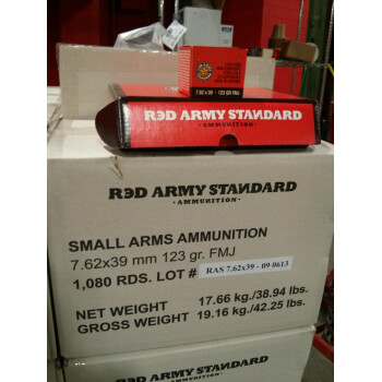 Bulk 7.62x39 Ammo For Sale - 123 gr FMJ Polymer Coated Steel Ammunition by Red Army Standard In Stock - 1080 Rounds