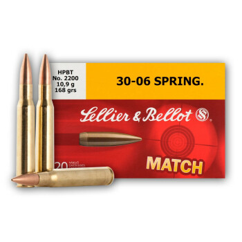 30-06 Match Grade Ammo For Sale - 168 gr HPBT - Sellier & Bellot Ammo Online