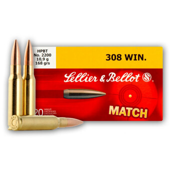 308 Match Grade Ammo For Sale - 168 gr HPBT - Sellier & Bellot Ammo Online