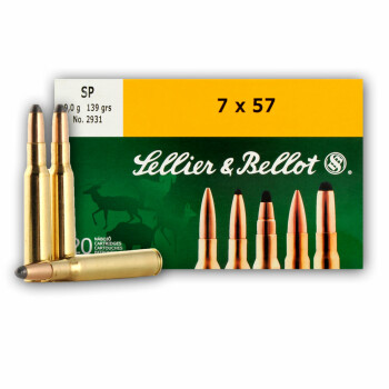 7x57mm Mauser Ammo For Sale - 139 gr SP Ammunition In Stock by Sellier & Bellot - 20 Rounds