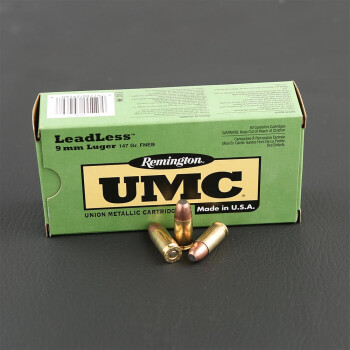 9mm Ammo For Sale - 147 gr FNEB- leadless - Remington UMC Ammunition In Stock - 50 Rounds