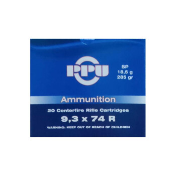 Cheap 9.3x74r Ammo For Sale - 285 Grain SP Ammunition in Stock by Prvi Partizan - 20 Rounds
