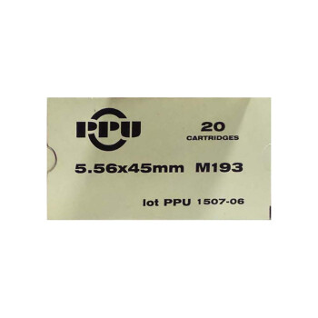 Cheap 5.56x45mm Ammo For Sale - 55 Grain FMJ Ammunition in Stock by Prvi Partizan M193 - 20 Rounds