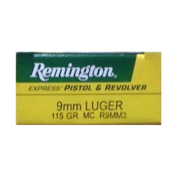 Cheap 9mm Ammo For Sale - 115 Grain MC Ammunition in Stock by Remington - 50 Rounds