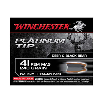 Premium 41 Remington Mag Ammo For Sale - 240 Platinum Tip JHP Ammunition in Stock by Winchester - 20 Rounds