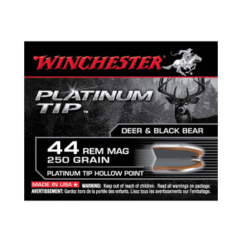 Premium 44 Mag Ammo For Sale - 250 Grain JHP Ammunition in Stock by Winchester Platinum Tip - 20 Rounds