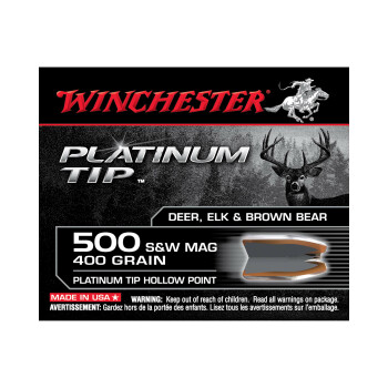 Premium 500 S&W Ammo For Sale - 400 Grain Platinum Tip JHP Ammunition in Stock by Winchester Platinum Tip - 20 Rounds