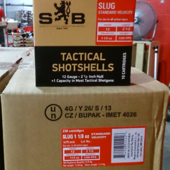 Bulk 12 ga Ammo For Sale - 2-3/4" 1-1/8 ounce slug Ammunition by Sellier & Bellot - 250 Rounds