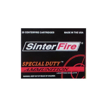 Premium 45 ACP Ammo For Sale - 155 Grain Frangible HP Ammunition in Stock by SinterFire Special Duty - 20 Rounds