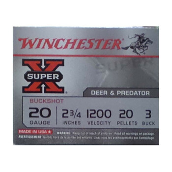 Bulk 20 Gauge Ammo For Sale - 2 3/4" 20 Pellet #3 Buckshot Ammunition in Stock by Winchester Super-X - 250 Rounds