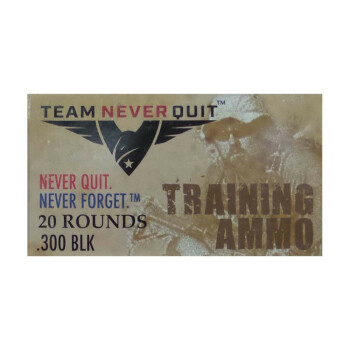 Premium 300 AAC Ammo For Sale - 147 Grain FMJ Ammunition in Stock by Team Never Quit - 20 Rounds