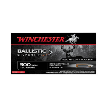 Premium 300 WSM Ammo For Sale - 150 Grain Polymer-Tipped Ammunition in Stock by Winchester Supreme Ballistic Silvertip - 20 Rounds